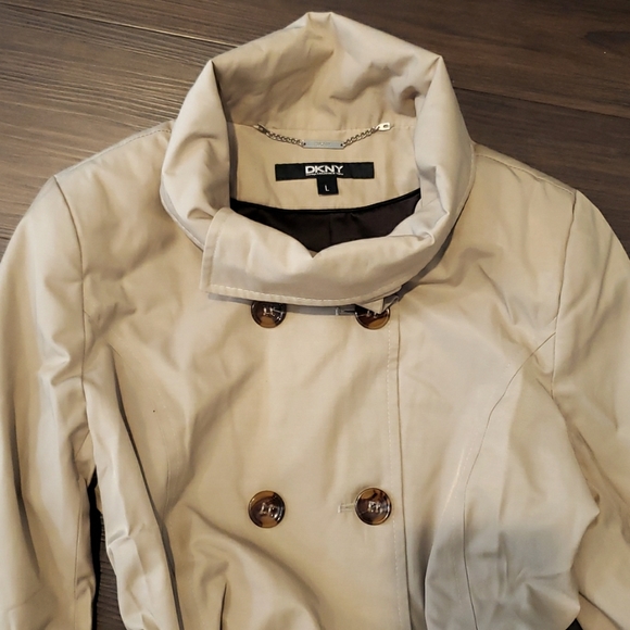 DKNY Double-breasted Trench Coat, Size L - Picture 6 of 8